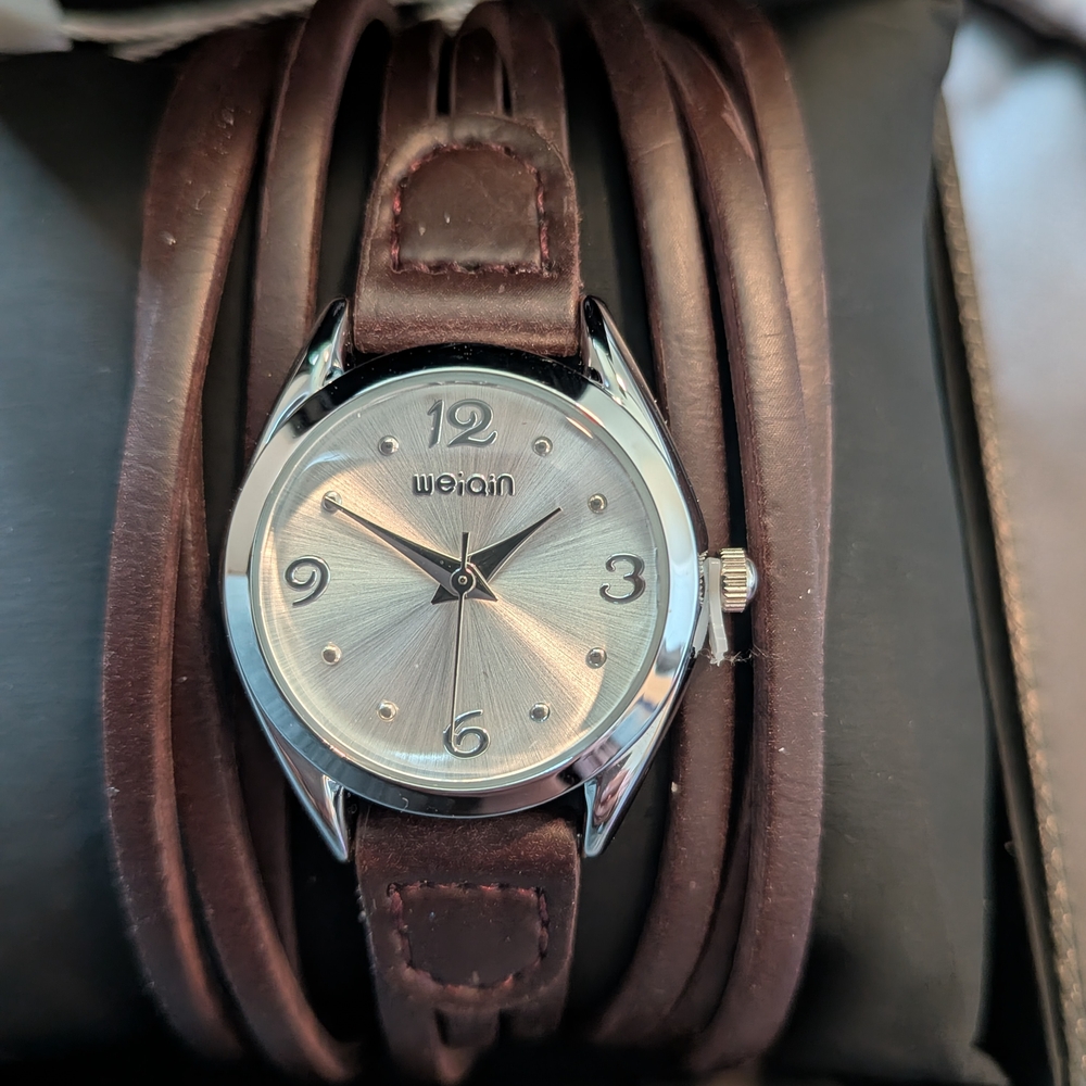 Silver Dial with Brown Leather Strap Women's Watch